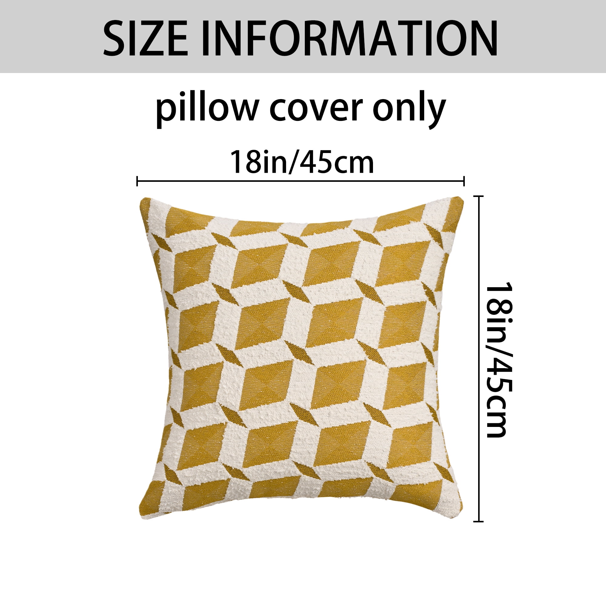 Unique Bargains Pack of 2 Square Diamond Pattern Chenille Throw Pillow Covers Yellow
