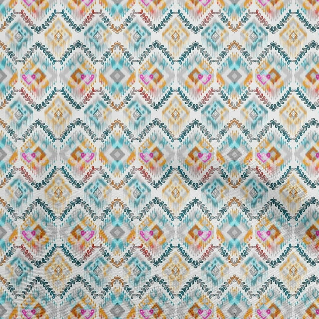 oneOone Tissu en Coton Vert Sarcelle Foncé Ikat pour Robe Tissu Imprimé au Mètre 42 Pouces de Large