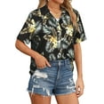 thumbnail image 5 of NFTOEIULA Women Hawaiian Floral Print Oversized Short Sleeve Shirt T-shirt, 5 of 8