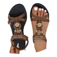 thumbnail image 3 of enyan Black Wedge Sandals Women's Platform Wedge Sandals Comfortable Open Toe Ankle Strap Summer Walking Sandals with Buckle,Brown,Size 6.5, 3 of 7