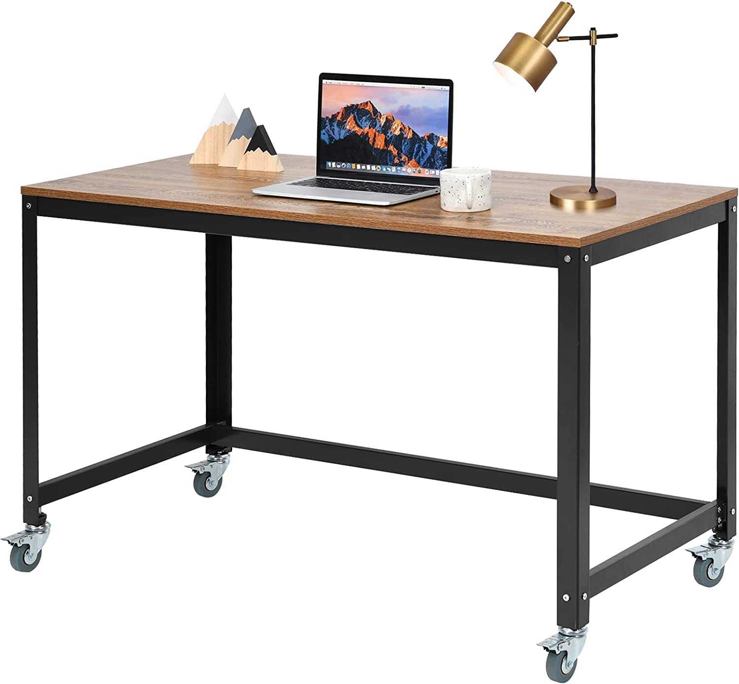 Rolling Computer Desk, Portable Rolling Table, Mobile Home Office Desk