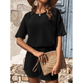 thumbnail image 3 of EASYBRA Women Batwing Sleeve Shirt and Shorts Set Casual Two Piece Summer Outfit, 3 of 5