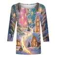 thumbnail image 4 of LiMoi Women's 3/4 Sleeve Xmas Print Shirt Round Neck Holiday Top Tees Tshirts Blouse T-Shirt My Items, 4 of 5