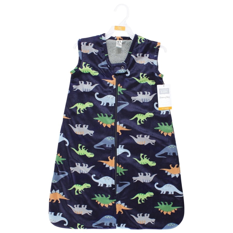 Hudson Baby Infant Boy Plush Faux Fur Sleeping Bag, Wearable Blanket, Dinosaurs, 12-18 Months