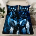 thumbnail image 3 of Feelyou Wolf King Animal Twin Sheet Sets, Western Dream Catcher Twin Fitted Sheet, Hippie Woodland Wildlife Flat Sheet, Breathable Home Decor, 3 Pieces, 3 of 8