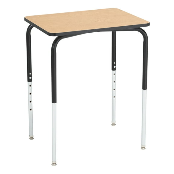 Learniture Adjustable Height Collaborative Student Desk Without Book Box - Oak Top w/Black Frame (Set of 2 Desks)