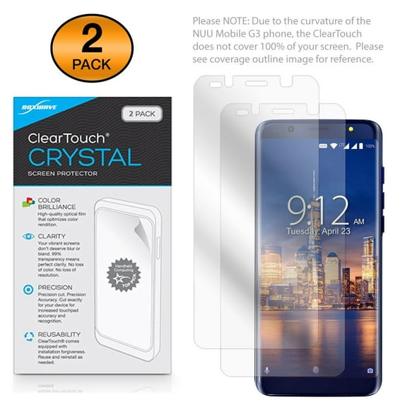 NUU Mobile G3 Screen Protector, BoxWave [ClearTouch Crystal (2-Pack)] HD Film Skin - Shields From Scratches for NUU Mobile G3