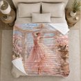 thumbnail image 5 of Orchid Conservatory Ballerina in Pink Gown, Romantic Painterly Style for Ballet Lovers, Birthday Gift, Cozy Flannel Blanket for Bedroom and Living Room, Home Decor, 5 of 9