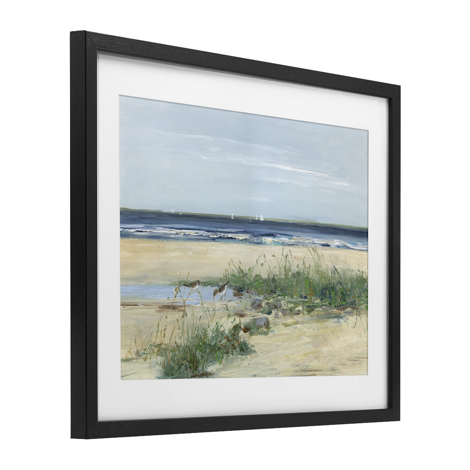 Stupell Industries Beach Marsh Sandpipers Black Framed Print Under Glass, design by Sally Swatland
