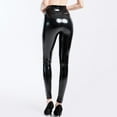 thumbnail image 5 of AWZXDE Women's High Waist Leather Pants, Metallic Shiny Slim Fit Tight Pants for Party Nightclub Going Out Black,S, 5 of 8