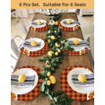 thumbnail image 4 of 13 Inch Round Placemats Set of 6, Fall Non Slip Heat Insulation PP Table Mats, Thanksgiving Orange Pumpkin Maple Leaves Plaid Washable Place Mats for Kitchen Dining Party Table Decor, 4 of 7