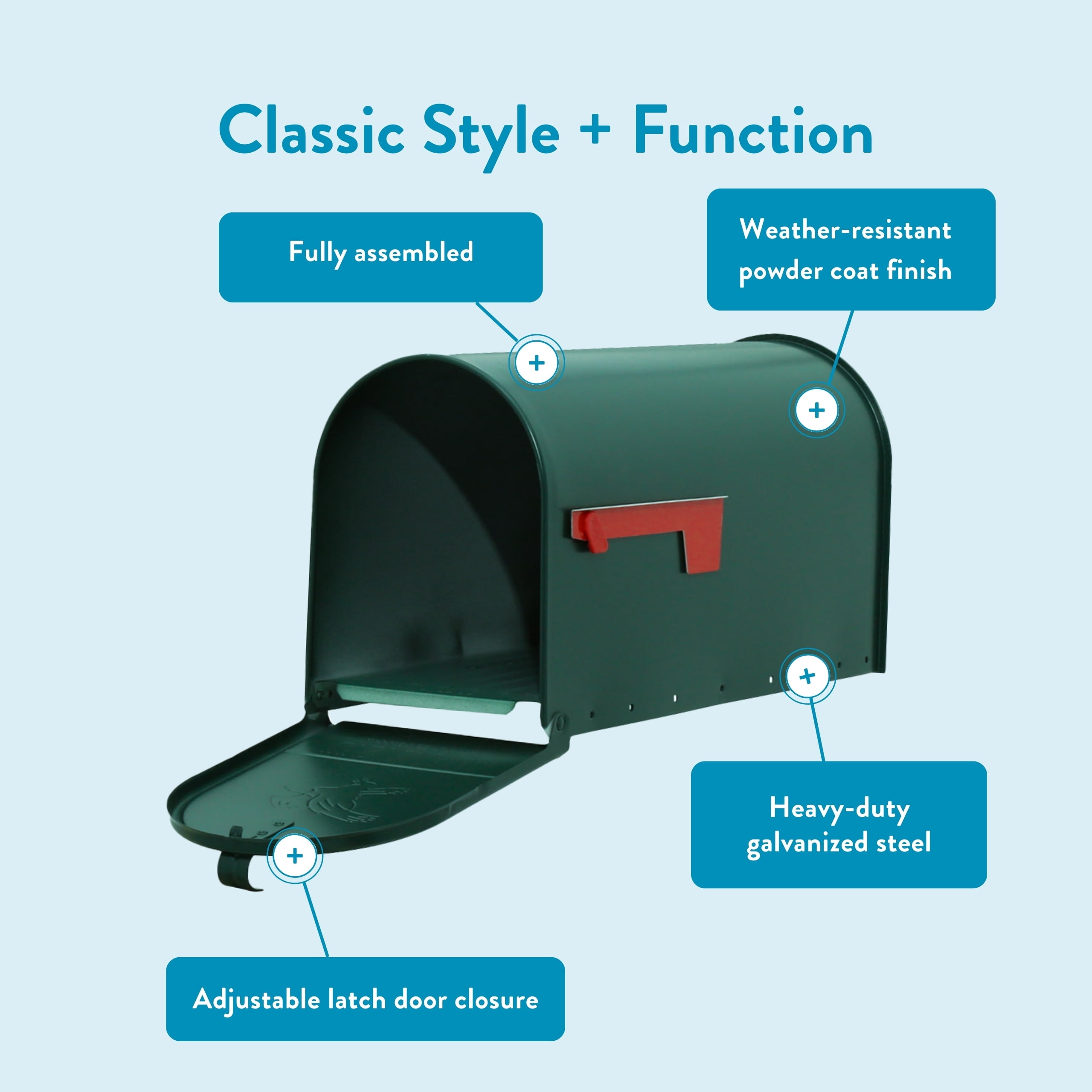 Architectural Mailboxes Elite Galvanized Steel, Large, Post-Mount Mailbox in Green