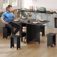 thumbnail image 3 of Uforic 5 Pieces Folding Dining Table Set with 4 Chairs, 55'' Drop Leaf Table Set with Storage Racks & Wheels，Multifunction Table Extension Dinner Table Set for 4 Peoples for Small Space, Gray, 3 of 11