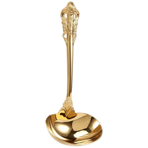 304 Stainless Steel Soup Ladle Cooking Tool Kitchen Gold Plated Spoon