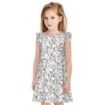 thumbnail image 1 of Fotbe Black White Music Vestido de Dormir para Niñas de 3 a 10 Años, Mangas Cortas, Estilo Princesa, Pijama Camisón con Mangas Voladas-X-Large, 1 of 6