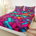 thumbnail image 3 of Castle Fairy Futuristic Cubes Girl Twin Sheet Sets,Colorful Plaid Bedding, 3 of 7