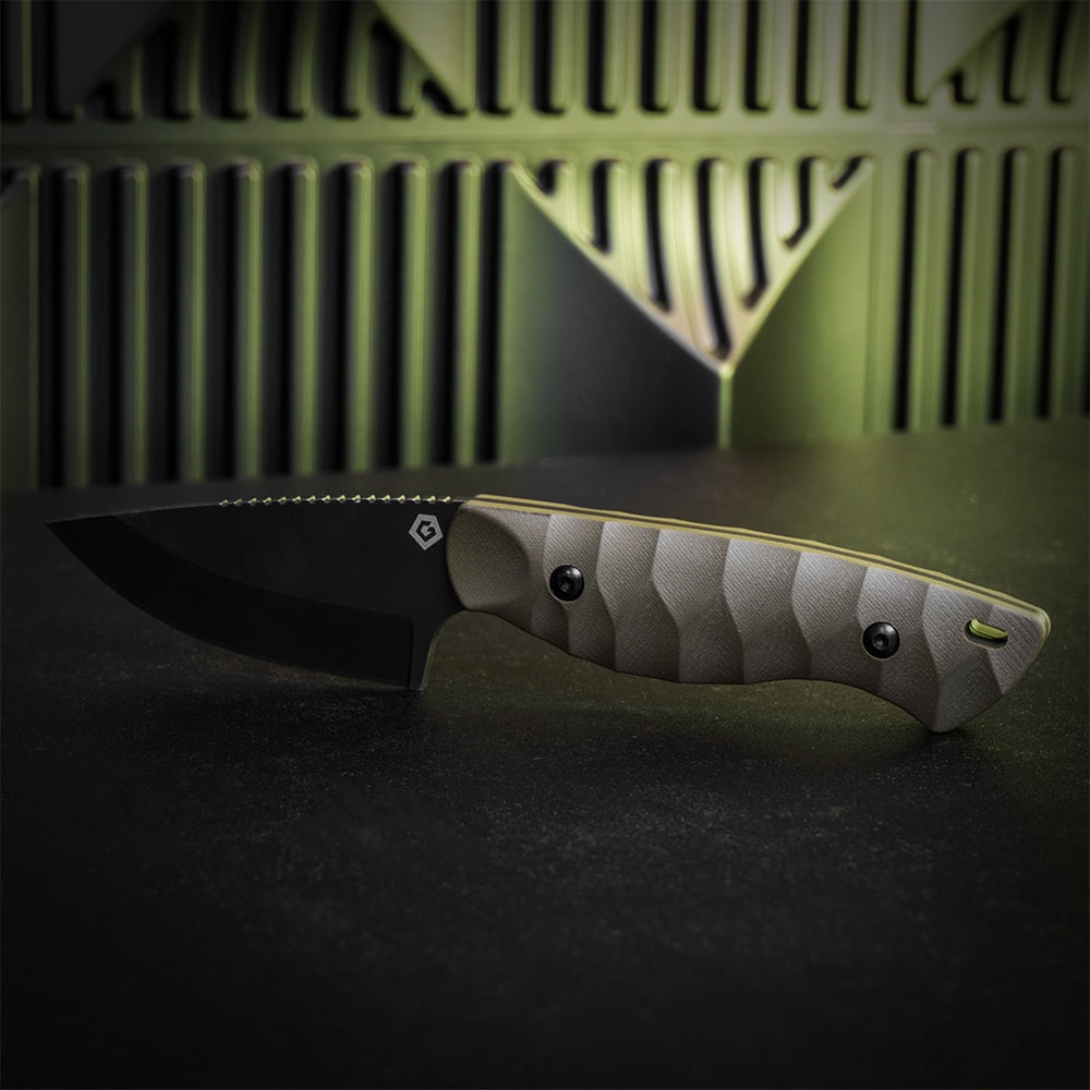GRITR Scout Hunting EDC Drop Point Fixed Blade Knife w/ Kydex Sheath, ODG
