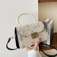 thumbnail image 2 of Bolso de hombro cuadrado pequeño portátil de nueva perla, bolso cuadrado pequeño de diseño simple tejido, bolso cuadrado pequeño de paja, 2 of 5