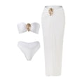 thumbnail image 2 of uublik 2 Piece Swimsuit for Women 3 Piece Bikini Set Beach Vacation Bathing Suit with Cover Up Skirt White, 2 of 5