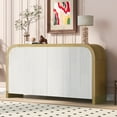 thumbnail image 4 of Lunale Modern Storage Sideboard, Curved Corner Design Wavy Door Panel Cabinet with Adjustable Shelves, White, 4 of 7