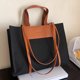 thumbnail image 4 of Bolso de la compra de las señoras Bolso de la compra del viaje del totalizador del contraste (negro y marrón), 4 of 8