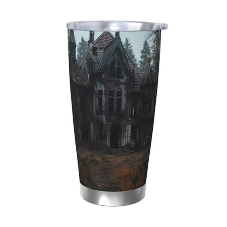 

Lukts Gloomy Mansion Forest Scene for 20OZ Car Cup Stainless Steel Direct Drinking Straw Thermos Cup Suitable for Office Travel and Car-Without Straw