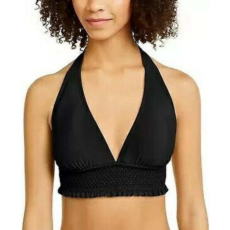 Tommy Hilfiger Smocked Halter Bikini Top: S/Black - Walmart.com