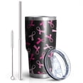 thumbnail image 2 of 30oz Breast Cancer Tumblers Stainless Steel Tumbler with Lid and Straw,Vacuum Insulated Double Wall Travel Tumbler Cups Mug with Cleaning Brush for Coffee,Tea, 2 of 7