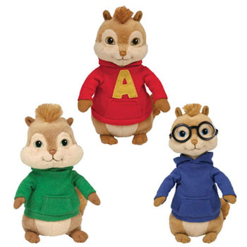 ALVIN and the Chipmunks 8 Inch Ty Beanie Baby ~ SIMON with Holiday Hat MWMT 