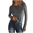 thumbnail image 2 of DAFPZW Basic Going Out Crop Tops for Women Fall Long Sleeve Slim Fit Crew Neck Casual Solid Color Streetwear T Shirts, 2 of 7