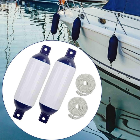 Ximing 2x Boat Fenders Boat Bumpers for Docking Portable Simple Installation Protective Boat Accessory for Yachts Pontoon Boat G3 White Rope
