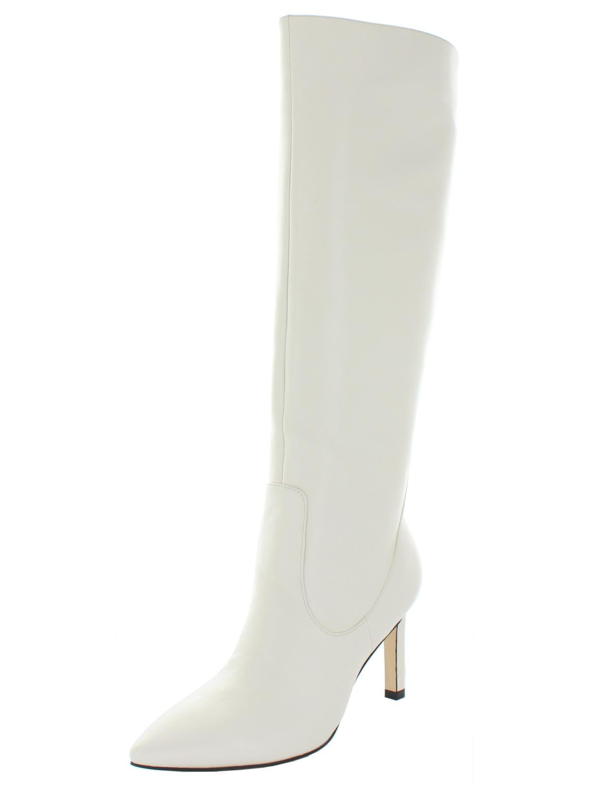 Nine West Womens Maxim Leather Tall Knee-High Boots Ivory 9 Medium (B,M ...