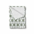 thumbnail image 2 of Abstract Soft Flannel Fleece Blanket, Repeating Oriental Style Traditional Mosaic Tiles Design Inspired Ornaments, Cozy Plush for Indoor and Outdoor Use, 60" x 80", White Olive Green, by Ambesonne, 2 of 6