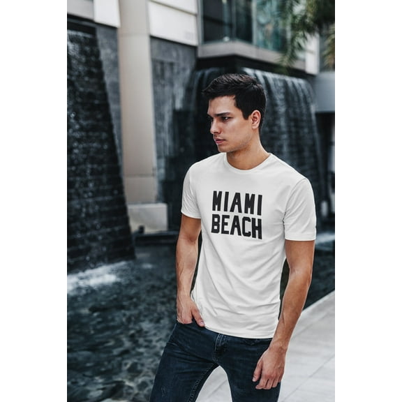 Mens Retro Tee Miami Beach White, 3XL
