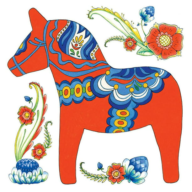 Red Dala Horse Ceramic Plaque - Walmart.com