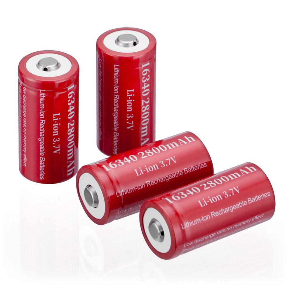 4Pack 3.7V 2800mAh CR123A Battery 16340 Rechargeable Batteries for