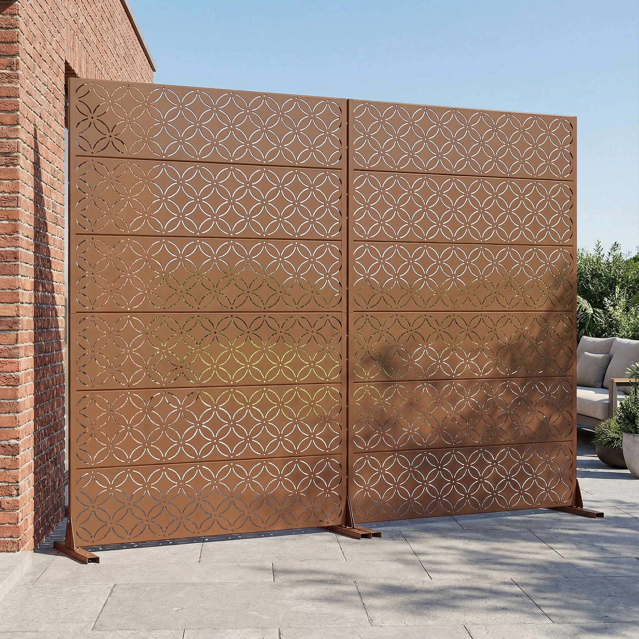 MAYEERTY 72*47in Outdoor Privacy Screen, Contemporary Metal Privacy Panel, Privacy Divider for Patio, Balcony, Garden