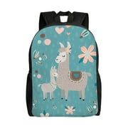 Ocsxa Teal Mama Llama Backpack - Travel,or Work Bookbag with 15-Inch Laptop Sleeve and Dual Water Bottle Pockets