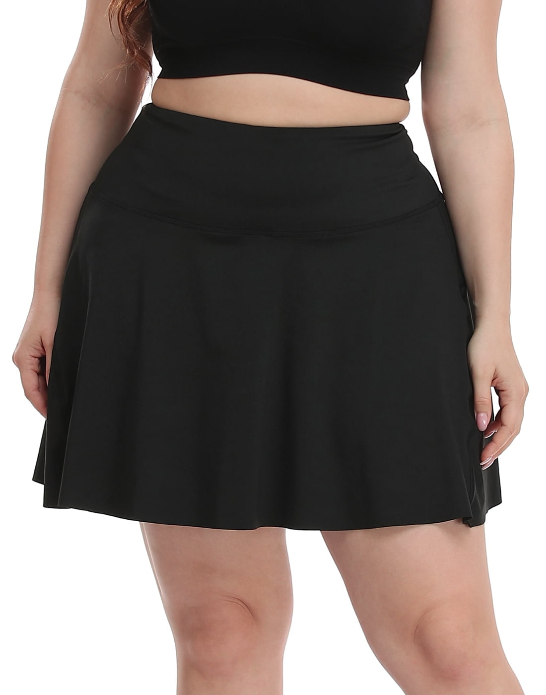 HDE Women's Plus Size Tennis Skort Pleated Skirt with Shorts Black 3X ...
