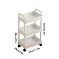 thumbnail image 3 of Meitianfacai Multi-Layer Rolling Utility Cart, Plastic Mobile Storage Organizer for Kitchen, Bedroom & Office, 14.5x9.8x27.5 Inch Space Saving Trolley with 4 Wheels(White), 3 of 6