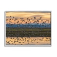 thumbnail image 3 of Stupell Industries Flock of Birds Flying Lake Reflection Orange Sunset Painting Gray Framed Art Print Wall Art, Design by Nancy Crowell, 3 of 5
