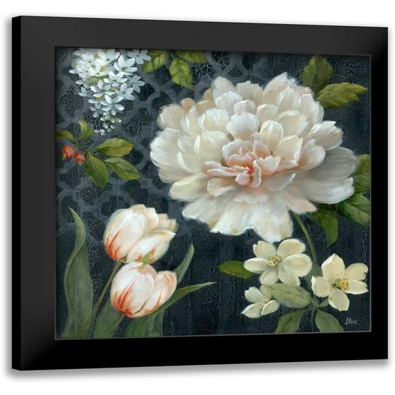 Nan 12x12 Black Modern Framed Museum Art Print Titled - Midnight Garden II