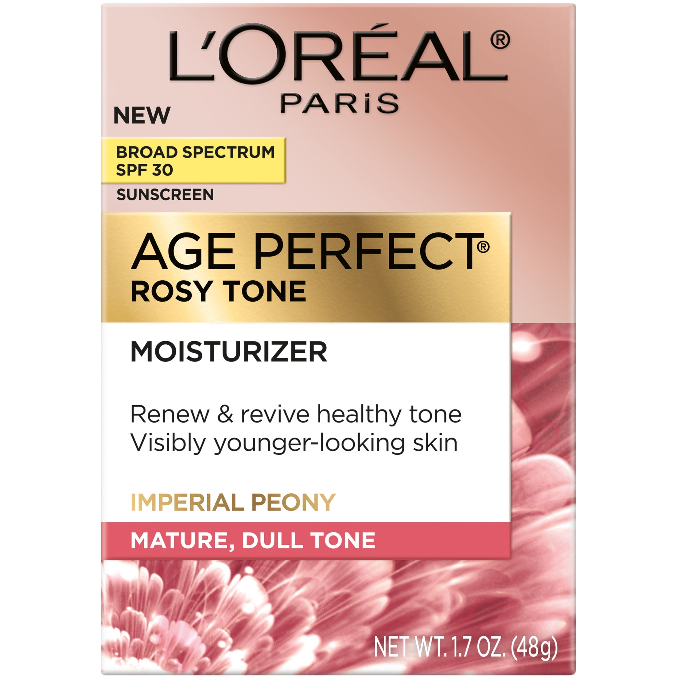 L'Oreal Paris Age Perfect Rosy Tone Sunscreen Cream Broad Spectrum for Face, SPF 30, 1.7 oz