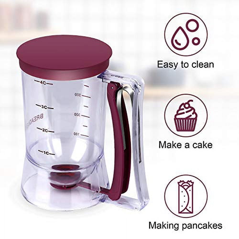 Kndatle Pancake Cupcake Batter Dispenser, Batter Separator Bakeware Maker with Measuring Label, Perfect Baking Tool for Cupcakes, Waffles, Muffin