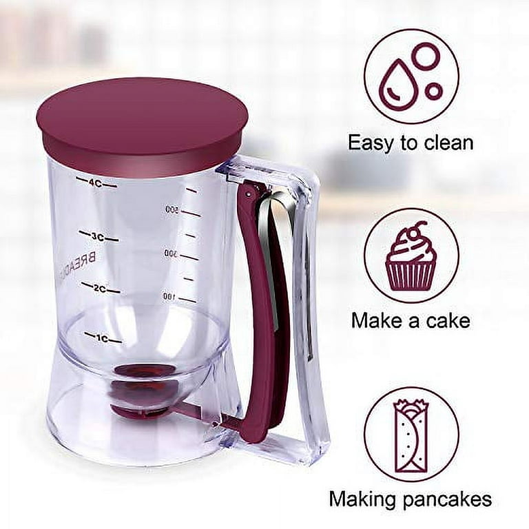 1pc Purple Or Red Batter Dispenser Measuring Cup Pancake & Cake Batter Mixer  Separator Butter Funnel/This Product Only Sells Batter Separator - Other  Items Are Not Included.