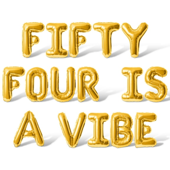 Letter Balloons - FIFTY FOUR IS A VIBE 16" Inch Alphabet Letters Foil Mylar Balloon 54th Birthday Party Banner (Gold)
