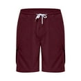 thumbnail image 2 of YLSDY Men's Corduroy Cargo Shorts Casual Elastic Waist Drawstring Lightweight Summer Beach Shorts with Pockets Red L, 2 of 7