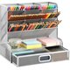 thumbnail image 1 of Mesh Desk Organizer, Multi-Functional Pen Holder, Pen Organizer for Desk, Desktop Stationary Organizer(Silver Mesh Pen Holder with Drawer), 1 of 4