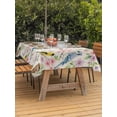 thumbnail image 4 of 52x70 Inch Outdoor Tablecloth with Umbrella Hole Zipper Rectangle Watercolor Botanical Rectangular Tablecloths Outside Waterproof Spring Flowers Birds Rustic Beige Patio Table Cloth Cover for Picnic, 4 of 8