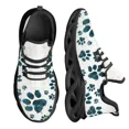 thumbnail image 1 of Zapatos planos con estampado de huellas de perro para mujer, zapatillas transpirables suaves con cordones, zapatos casuales de plataforma, 1 of 6